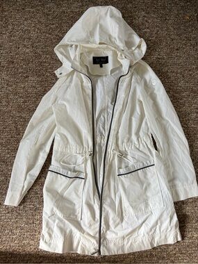 Armani Jeans White Hooded Minimalist Trench Coat
